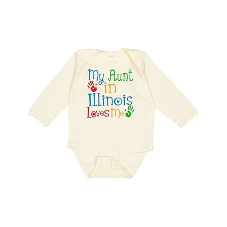 

Inktastic My Aunt in Illinois Loves Me Gift Baby Boy or Baby Girl Long Sleeve Bodysuit