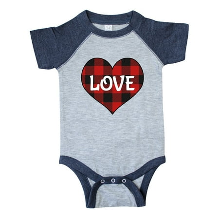 

Inktastic Valentine Buffalo Plaid Love Gift Baby Boy or Baby Girl Bodysuit