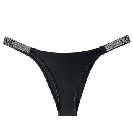 

Hazel G-string Panties Rhinestone Letter Women s Underwear Slim Panties Fitness Sports Hip Lifting Satin Briefs Seamless Lingerie On Sale