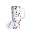 thumbnail image 2 of 40 oz Tumbler With Handle Stainless Steel Insulated Tumbler With Lid for Car Cup Holder Purple Wildflower Pattern, 2 of 9