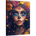 thumbnail image 1 of Mujer con Maquillaje Catrina y Corona de Flores, Arte del Día de los Muertos Mexicano, Cuadro en Lienzo para Decoración Interior, 1 of 8