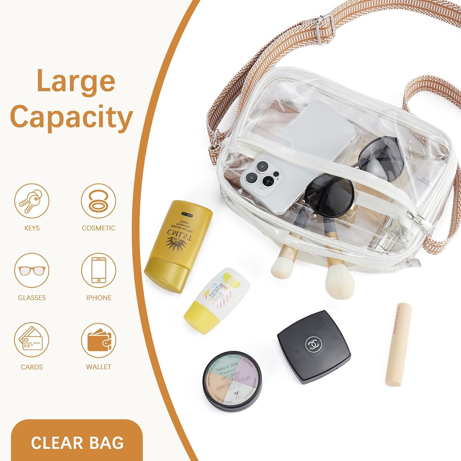 Clear Purses for Women Stadium Approved Clear Bags Small Crossbody Bags Trendy for Concerts Sports