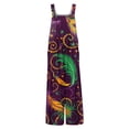 thumbnail image 4 of ASDFVBKG Mardi Gras Jumpsuit for Women Plus Size Button Carnival Themed Party Graphic Wide Leg One Piece Jumpsuits Loose Dressy Overalls Onesie with Pocket Outfits Purple L, 4 of 7