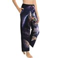 thumbnail image 2 of Uemuo Purple Moon Cat Pattern Women's Wide Leg Palazzo Lounge Pants with Pockets Light Weight Loose Comfy Casual Pajama Pants-XX-Large, 2 of 9