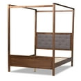 thumbnail image 2 of Baxton Studio Natasha Modern And Contemporary Grey Fabric Upholstered And Walnut Brown Finished Wood King Size Platform Canopy Bed, 2 of 9