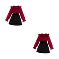 thumbnail image 4 of Jumpingount Conjuntos de ropa informal para niñas, atuendo de otoño, ropa de cuello redondo, manga larga, plisado, con volantes, parche de malla, Type1 NO1, 4 of 4
