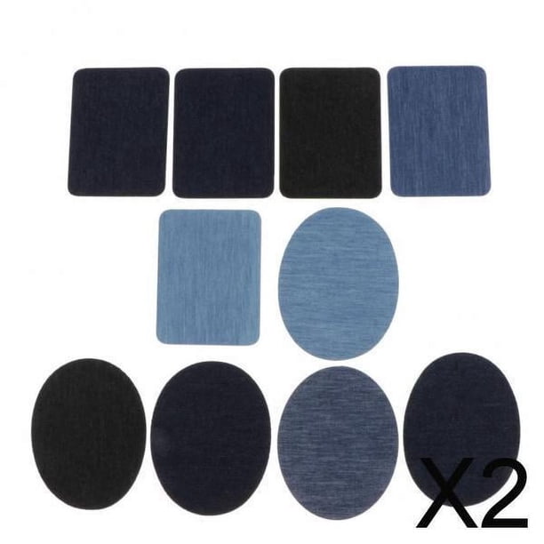 2x 10 Paquetes de Parches de Tela de Mezclilla BLESIY Ovalado Cuadrado Equipo de Reparación de Jeans