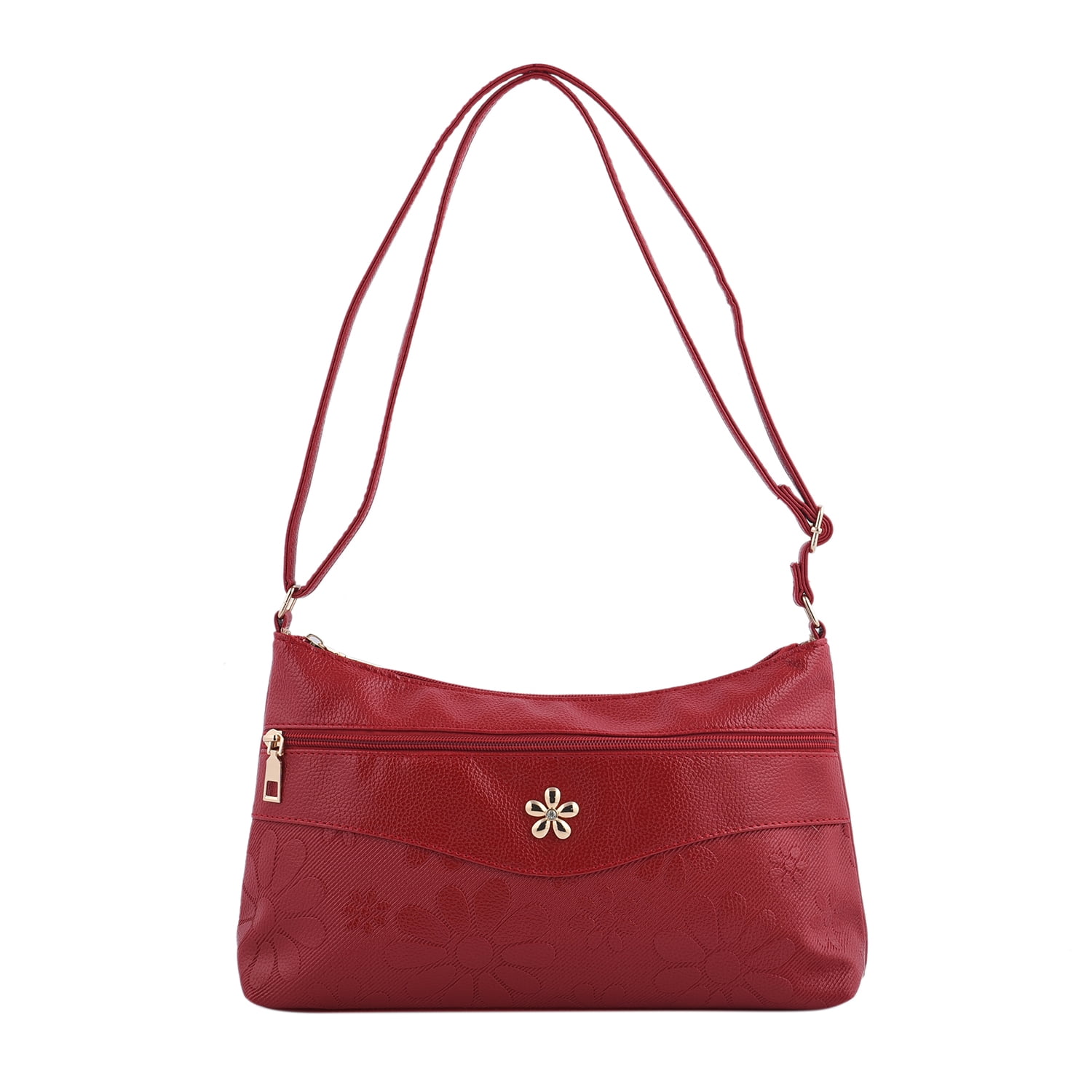 Shop LC Red Color Faux Leather Crossbody Bags for Women with Metal