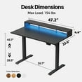 thumbnail image 2 of 47.2 Inch Electric Standing Desk with Power Outlet and LED Light Strip, Height Adjustable Sit-Stand Desk with Storage Shelf & Hooks, Ergonomic Home Office Computer Desk with Memory Buttons, Black, 2 of 10