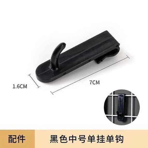 Zhuge Hoja de malla con gancho de 10 piezas, gancho de plástico sin clavos, estante de malla de alambre, exhibición de pared, almacenamiento de ganchos, sin agujeros (negro, gancho simple mediano)