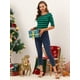 thumbnail image 2 of Disfraz de Día de San Patricio para mujer Mangas en el codo Top Cuello redondo Camiseta ajustada Camiseta estampada informal verde azul oscuro L, 2 of 6