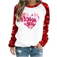 thumbnail image 1 of VALMASS Chandails en Molleton à Col Rond pour Femmes de la Saint-Valentin Manches Raglan Hauts Décontractés Mode Imprimé Cœur Pull Blouses (2TG, F Rouge), 1 of 4