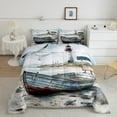 thumbnail image 2 of Erosebridal Lighthouse Boat Bedding Sets Full with Comforter,Sea Beach Duvet Insert,Ocean Decor,Reversible,3pcs, 2 of 8