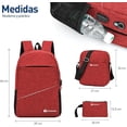 thumbnail image 5 of Mochila Antirrobo Bluelander, Mochila Cruzada y Lapicera, Set de 3 piezas, con Puerto USB, Rojo Mate, 5 of 5