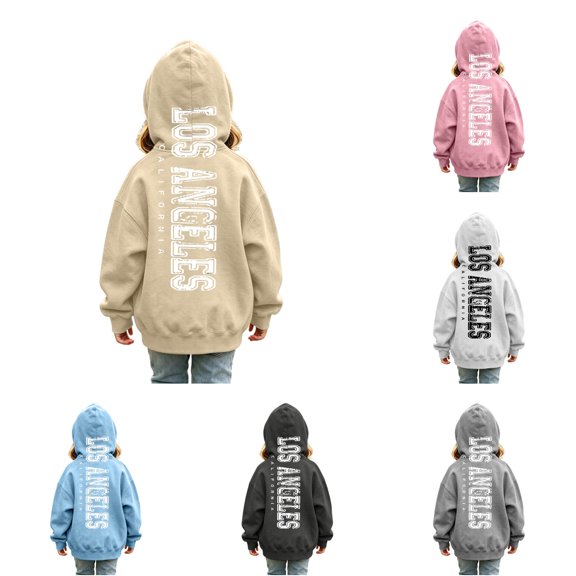 RMGVDSD Girls Hoodies Letter Print Pullover Hooded Sweatshirt Tops Kids Lightweight Casual Hoodie Sweatshirts Soft Fall Winter Clothes Leisure Sweatshirt 11-12 Years