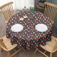 thumbnail image 3 of Dark Christmas Drink and Cookie Pattern Round Tablecloth 60"x60",Wrinkle Wipeable Table Cloth for Kitchen Dining Room Picnic Patio Party, 3 of 6