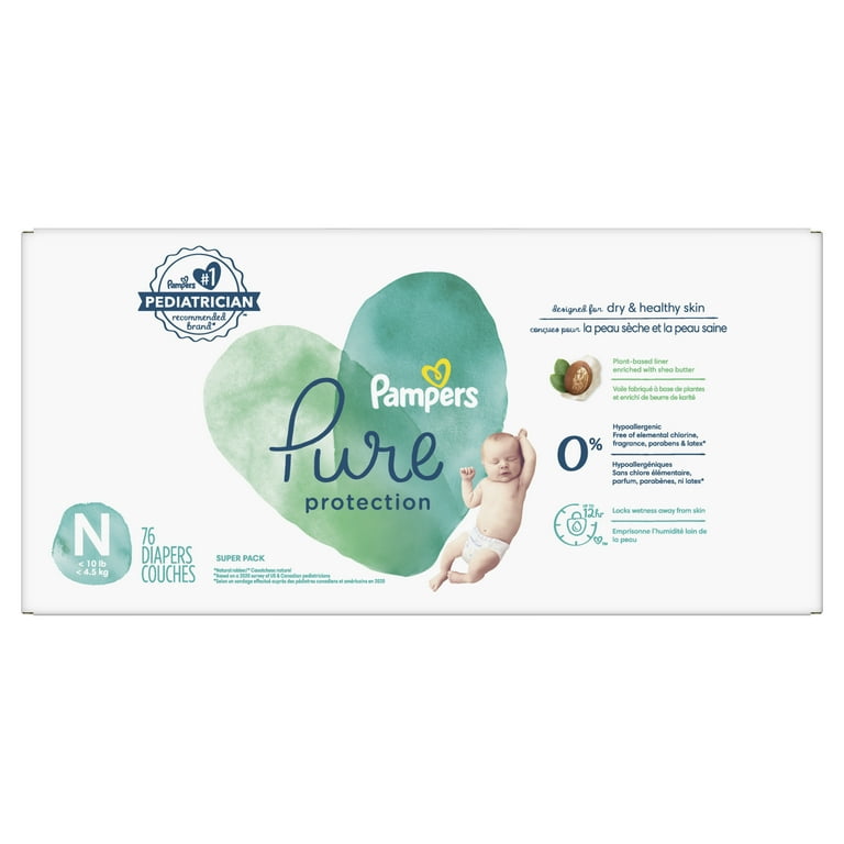 Pampers Pure Protection Natural Newborn Diapers, Size N, 92, 53 OFF