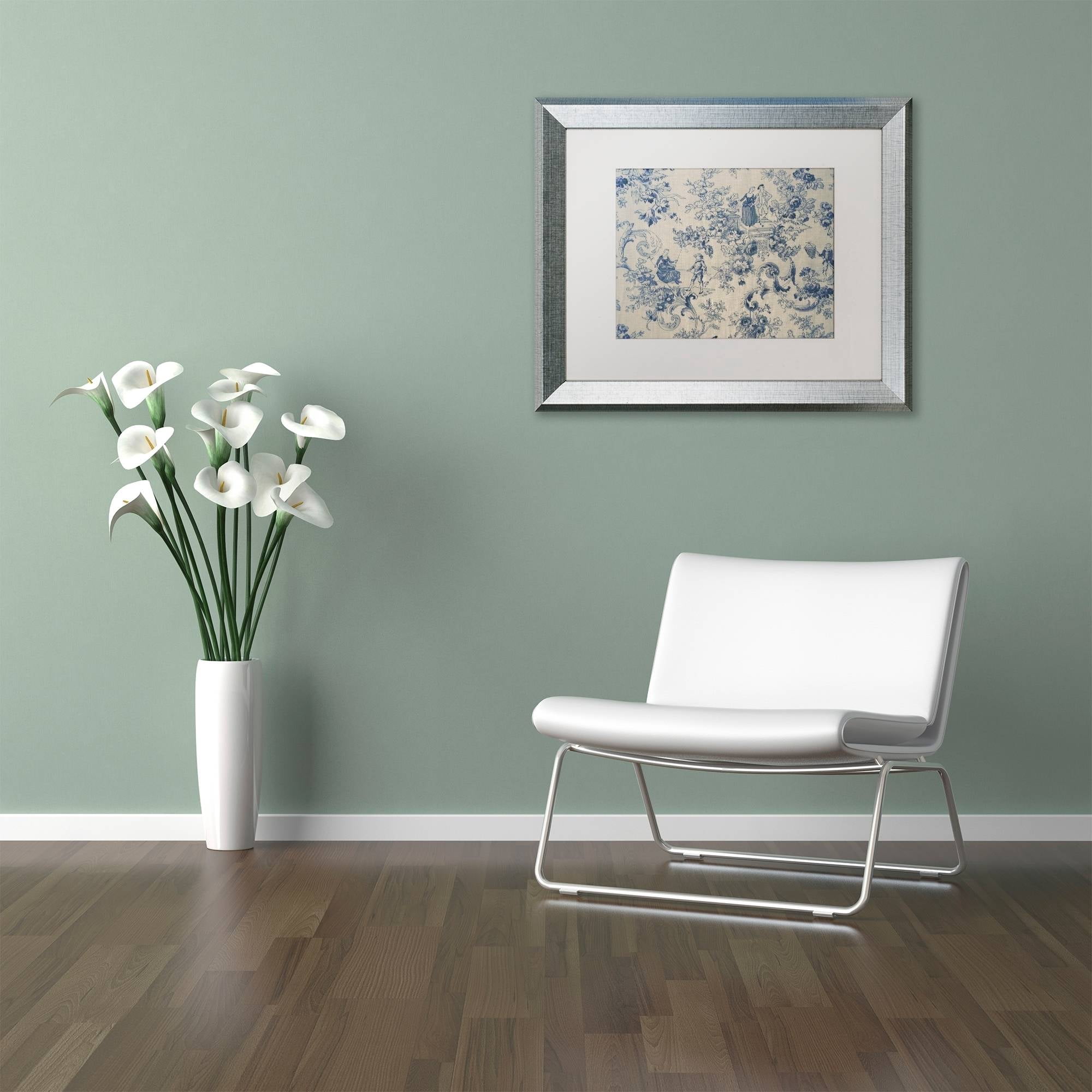 Trademark Fine Art "Toile Fabrics I" Canvas Art by Color Bakery White Matte, Silver Frame