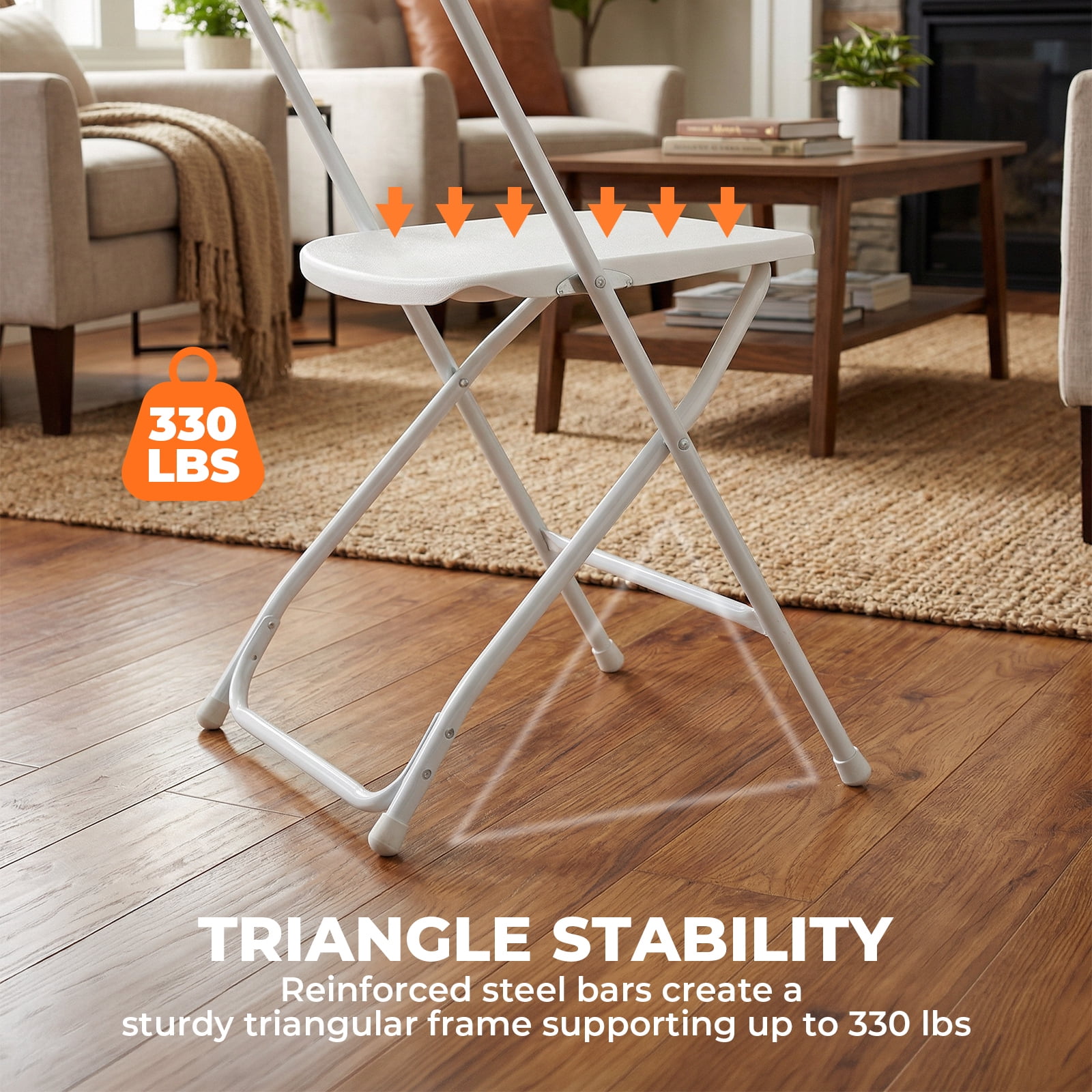 Alvantor Folding Chairs, 4/6/10-Pack White Indoor Outdoor Stackable Portable for Events, Offices, Weddings