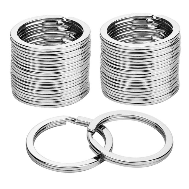 Sunmns Paquete de 24 llaveros planos, anillo dividido de metal para el hogar, llaves de coche, organizaciones, fabricación de joyas, 1 pulgada (plateado)