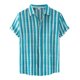 thumbnail image 1 of Camisas De CompresióN Para Hombre Camisa de cuello de camisa con estampado corto informal de manga a rayas para hombre Camisas de hombre individual con botones (Blue, 3XL), 1 of 6