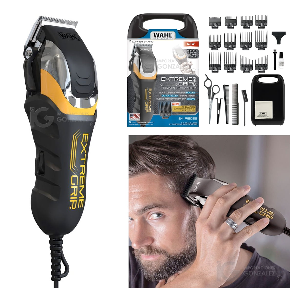 Kit Cortadora de Cabello Profesional Wahl Extreme Grip Pro 24 Piezas ...