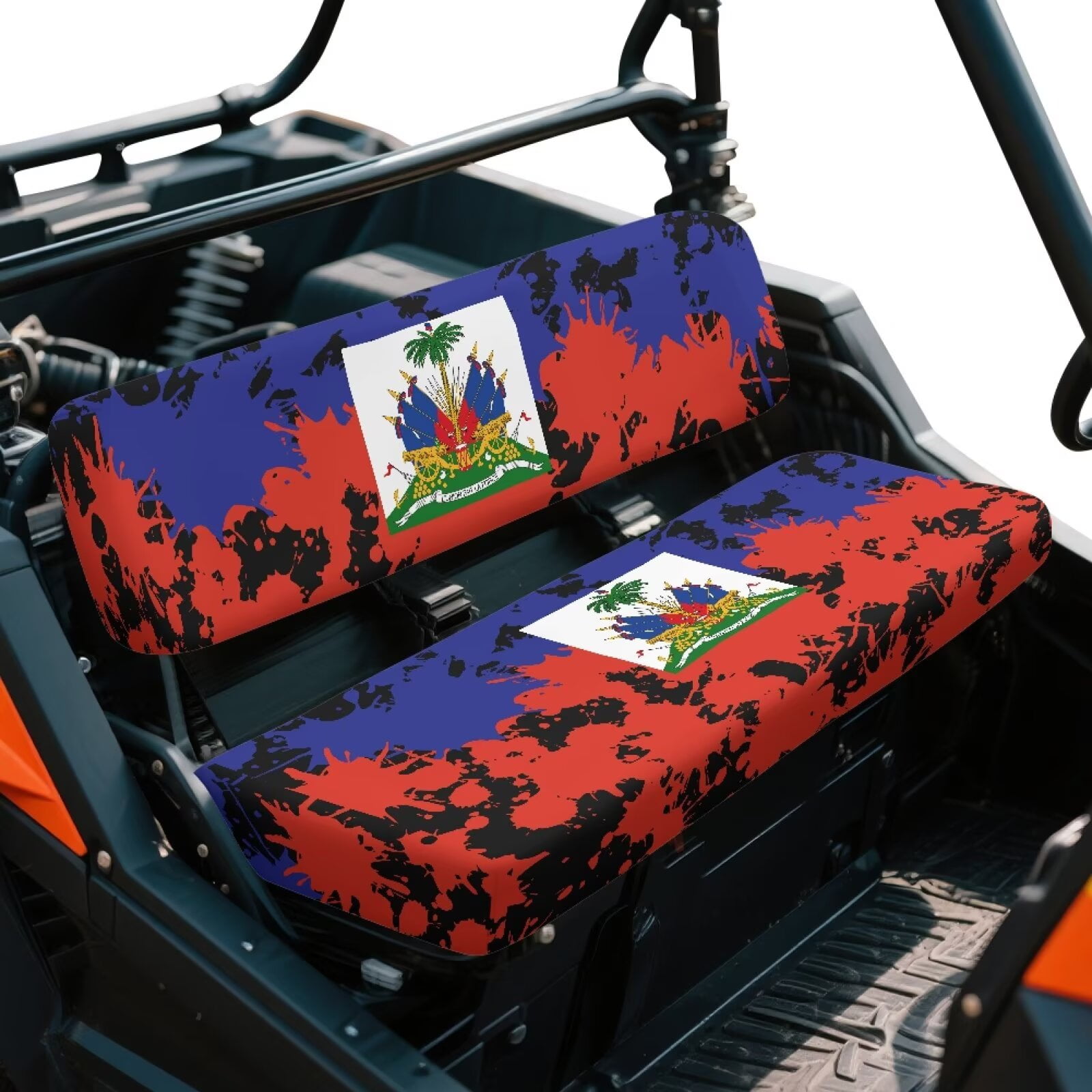 Uorisanigo UTV Front Bench Seat Cover Dustproof Polyester Fabric, Haitian Flag Print Mule Seat Cover for Kawasaki Mule 4010 4x4 SE 2016-2018 UTV Pioneer Seats Accessories
