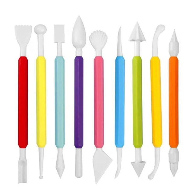 Juego de 9 piezas de Fondant para principiantes, suministros de tallado para decoración, herramienta de pasta de goma para esculpir, 0986