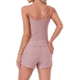 thumbnail image 3 of INSPIRE CHIC Women's Pointelle Pajama Sleepwear Solid Camisole Tops with Shorts Double Strap Loungewear Sets L Light Coffee, 3 of 6