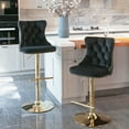 thumbnail image 2 of Swivel Bar Stools Set of 2, PAPROOS 25-33''Adjustable Height Bar Stool with Back, Velvet Upholstered Counter & Bar Height Bar Stool with Button Tufted & Nail Trim, Kitchen Island Chair, Black & Gold, 2 of 10