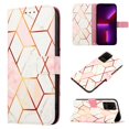 thumbnail image 1 of Nalacover for Samsung Galaxy S22 Ultra PU Leather Wallet Case,Stylish Marble Pattern Magnetic Clasp Flip Kickstand Cash Pocket Wireless Charging+Wrist Strap Cover for Girls Women,Pink & White, 1 of 6