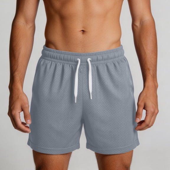 Qiyinn Mens Basic Mesh Shorts with Pockets Basketball Gym Workout Plain Uniform PE Shorts