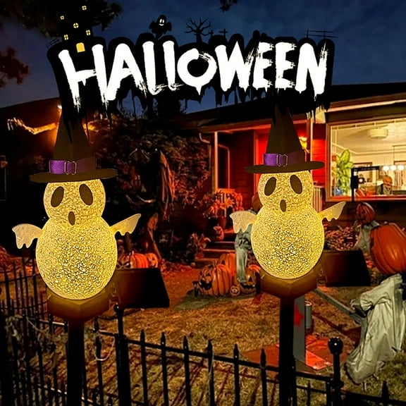 Matoen Halloween Decorations Outdoor Solar Lights, Halloween Lights Outdoor Solar Lights Waterproof with LED Ghost Skeleton Pumpkin Lights, Solar Pathway Lights for Halloween Decor