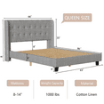 thumbnail image 3 of Nathaniel Home Cotton Linen Tufted Upholstered Bed, Queen Platform Bed Frame, Low Profile Platform Beds Strong Wooden Slats, Adult Gray, 3 of 8