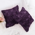 thumbnail image 2 of PiccoCasa Decorative Throw Pillow Covers 3D Satin Rose Flower Shells Cushion Covers, 2Pcs, 16"x16" Purple, 2 of 7