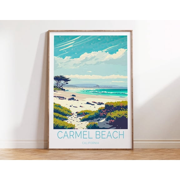Carmel Beach California Coastal Nature Print, Unframed Canvas Size 16x24