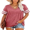 thumbnail image 1 of CHUANK T-Shirts à Manches Courtes pour Femmes Été Col en V Tuniques Rayées Hauts Décontractés Chemises pour Femmes, 1 of 7