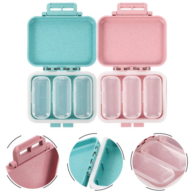 WASHWEPE 2Pcs Pink Pills Box for Travel and Daily Use with Sealed and Moisture-Proof Design
