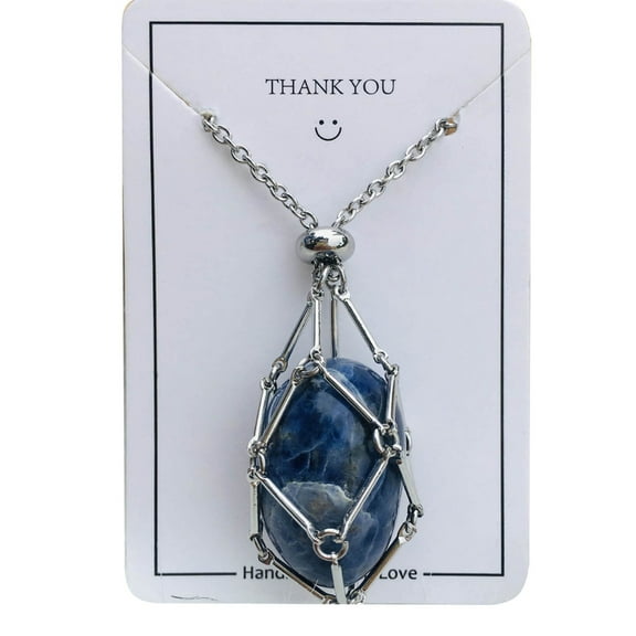 Handmade Adjustable Crystal Cage Necklace Natural Stone Net Holder Pendant Neck Chain Stylish Neckwear Elegant Accessory