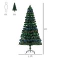 thumbnail image 3 of HOMCOM 6FT Pre-lit Artificial Christmas Tree with LED Lights and Fiber Optics, Xmas Holiday Decoration, Green, 3 of 10