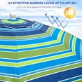 thumbnail image 3 of LAUREL CANYON 6.5ft Beach Umbrella with Sand Anchor, Tilt Pole, Push Button Close, Carry Bag, Air Vent, Portable UV 50+ Protection Beach Umbrella for Garden Beach Outdoor(Green Stripe), 3 of 9