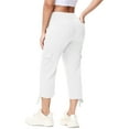 thumbnail image 5 of Satankud Women's Cargo Capris Hiking Pants for Camping Outdoor Athletic Casual Loose Comfy Elastic Waist with Pockets Quick Dry White S, 5 of 9