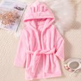 thumbnail image 3 of Boys Girls Robe Flannel Hooded Bathrobe with Belt Toddler Robes Soft Pajamas Unisex Dressing Gown 2-7T, 3 of 9