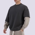 thumbnail image 2 of UAMVSH Mens Crew Neck Sweatshirts Fashion Patchwork Long Sleeve Pullover Shirts Lightweight Sweatshirt Loose Fit Basic Tops(3X-Large,Dark Gray), 2 of 5