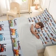 thumbnail image 4 of Castle Fairy Cartoon Vintage Train Twin Bedding Sets 7-Piece for Kids, Colorful Locomotive Bedding Comforter Set for Bedroom, Blue Red Green,Grey Reversible, 4 of 7