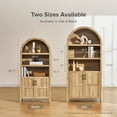 thumbnail image 3 of mopio Lauren 77.4" Tall Arched Cabinet, 5-Tier Arched Bookcase with Doors and Adjustable Shelves, Arched Bookshelf with Storage, Kitchen Pantry Cabinet, Wooden Storage Cabinet for Living Room (Oak), 3 of 9