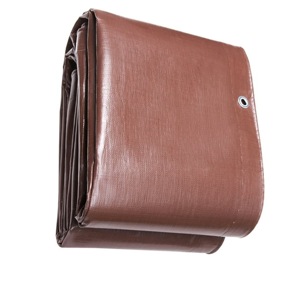 KFFKFF Tarp 20x40 ft, 16 Mil Thickness, Durable Waterproof Polyethylene Cover, Versatile Tarpaulin with Metal Grommets & Strengthened Edges for Trucks, RVs, Boats, Outdoor Camping - Brown