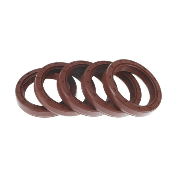 Unique Bargains Sello de Aceite Universal TC Doble Labio con Resorte de Acero Anillo de Sello de Eje Rotativo 32x42x7mm Alta Presión Caucho FKM Marrón 5 Pcs