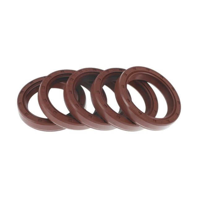 Unique Bargains Sello de Aceite Universal TC Doble Labio con Resorte de Acero Anillo de Sello de Eje Rotativo 32x42x7mm Alta Presión Caucho FKM Marrón 5 Pcs