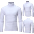 thumbnail image 3 of NIBOLOG T-shirt Solid Color Long Sleeve Cotton Men Turtleneck Slim Basic Top for Spring, 3 of 8